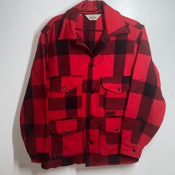 Woolrich Wool Red Black Buffalo Plaid Hunting Vintage Jacket